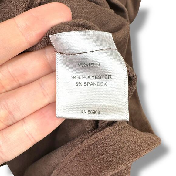 Chelsea & Violet NWOT C&V Dark Brown Stretchy Faux Suede Babydoll Mini Dress XS - Picture 6 of 6